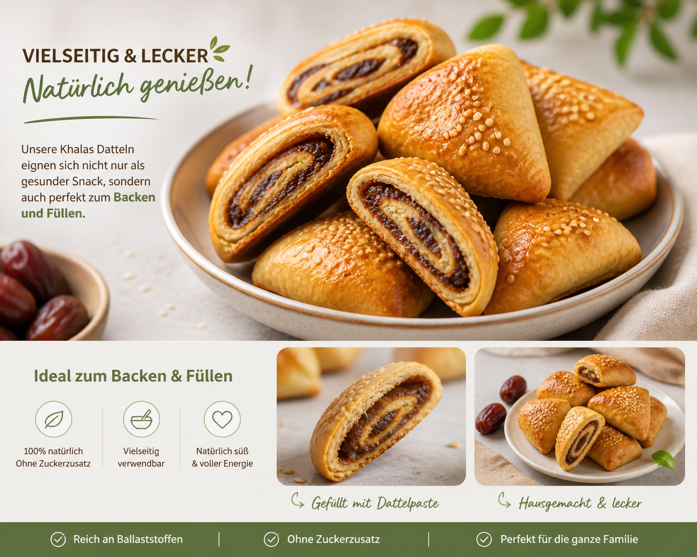 Auch perfekt zum Backen & Füllen mit Dattelpaste